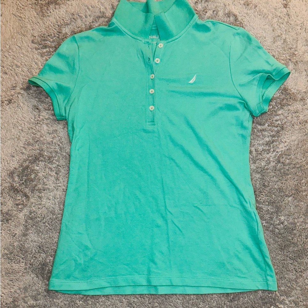 Aqua Colored Polo Short Sleeved Shirt